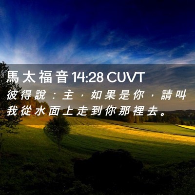 Picture 02 - 馬 太 福 音 14:28 CUVT - 彼 得 說 ： 主 ， 如 果 是 你 ， 請 - Bible Verse Picture