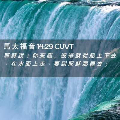 Picture 02 - 馬 太 福 音 14:29 CUVT - 耶 穌 說 ： 你 來 罷 。 彼 得 就 從 - Bible Verse Picture
