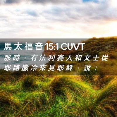 Picture 02 - 馬 太 福 音 15:1 CUVT - 那 時 ， 有 法 利 賽 人 和 文 士 從 - Bible Verse Picture