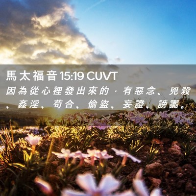 Picture 02 - 馬 太 福 音 15:19 CUVT - 因 為 從 心 裡 發 出 來 的 ， 有 惡 - Bible Verse Picture