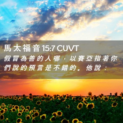 Picture 02 - 馬 太 福 音 15:7 CUVT - 假 冒 為 善 的 人 哪 ， 以 賽 亞 指 - Bible Verse Picture