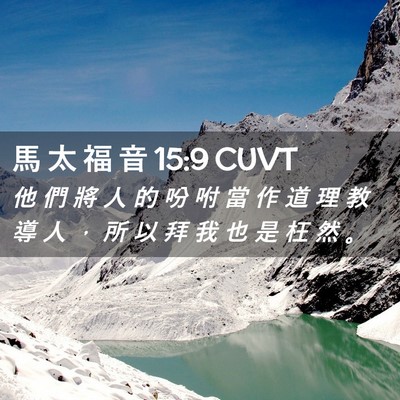 Picture 02 - 馬 太 福 音 15:9 CUVT - 他 們 將 人 的 吩 咐 當 作 道 理 教 - Bible Verse Picture