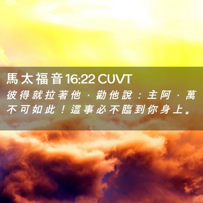 Picture 02 - 馬 太 福 音 16:22 CUVT - 彼 得 就 拉 著 他 ， 勸 他 說 ： 主 - Bible Verse Picture