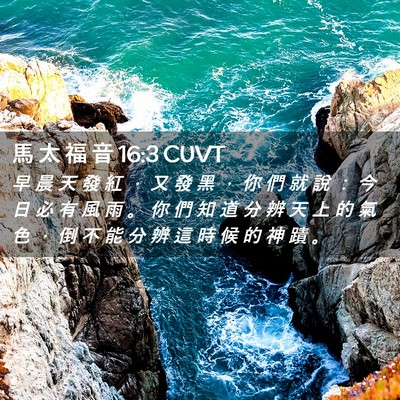 Picture 02 - 馬 太 福 音 16:3 CUVT - 早 晨 天 發 紅 ， 又 發 黑 ， 你 們 - Bible Verse Picture