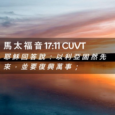 Picture 02 - 馬 太 福 音 17:11 CUVT - 耶 穌 回 答 說 ： 以 利 亞 固 然 先 - Bible Verse Picture