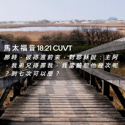 Picture 02 - 馬 太 福 音 18:21 CUVT - 那 時 ， 彼 得 進 前 來 ， 對 耶 穌 - Bible Verse Picture