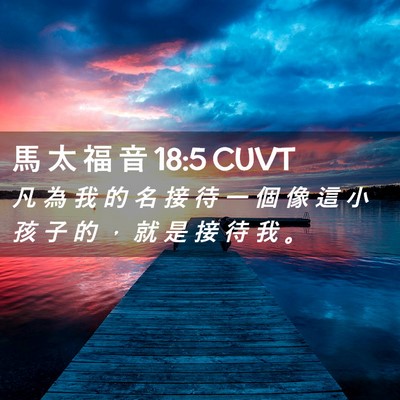 Picture 02 - 馬 太 福 音 18:5 CUVT - 凡 為 我 的 名 接 待 一 個 像 這 小 - Bible Verse Picture