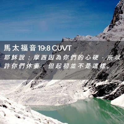 Picture 02 - 馬 太 福 音 19:8 CUVT - 耶 穌 說 ： 摩 西 因 為 你 們 的 心 - Bible Verse Picture