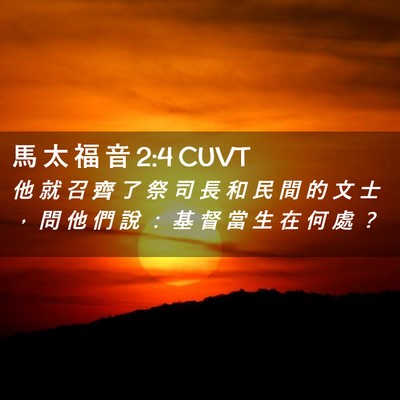 Picture 02 - 馬 太 福 音 2:4 CUVT - 他 就 召 齊 了 祭 司 長 和 民 間 的 - Bible Verse Picture