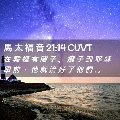 Picture 02 - 馬 太 福 音 21:14 CUVT - 在 殿 裡 有 瞎 子 、 瘸 子 到 耶 穌 - Bible Verse Picture