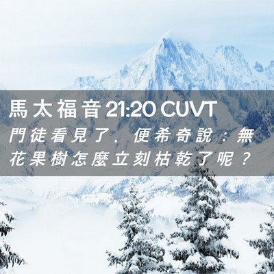 Picture 02 - 馬 太 福 音 21:20 CUVT - 門 徒 看 見 了 ﹐ 便 希 奇 說 ： 無 - Bible Verse Picture