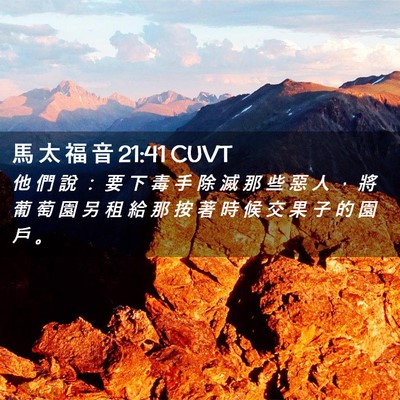 Picture 02 - 馬 太 福 音 21:41 CUVT - 他 們 說 ： 要 下 毒 手 除 滅 那 些 - Bible Verse Picture
