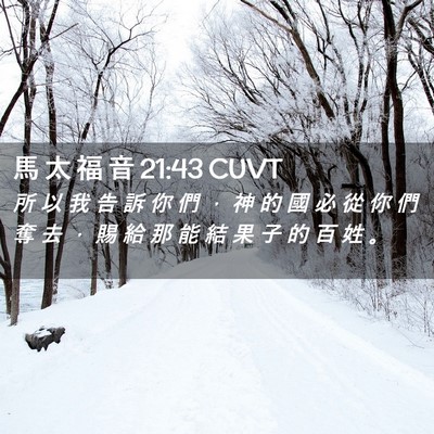 Picture 02 - 馬 太 福 音 21:43 CUVT - 所 以 我 告 訴 你 們 ， 神 的 國 必 - Bible Verse Picture