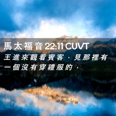 Picture 02 - 馬 太 福 音 22:11 CUVT - 王 進 來 觀 看 賓 客 ， 見 那 裡 有 - Bible Verse Picture