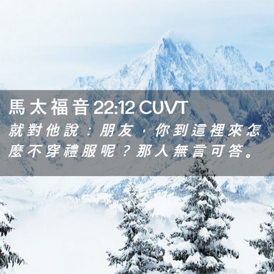 Picture 02 - 馬 太 福 音 22:12 CUVT - 就 對 他 說 ： 朋 友 ， 你 到 這 裡 - Bible Verse Picture