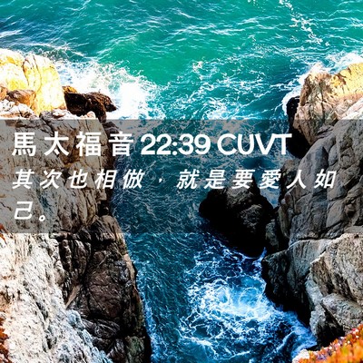 Picture 02 - 馬 太 福 音 22:39 CUVT - 其 次 也 相 倣 ， 就 是 要 愛 人 如 - Bible Verse Picture