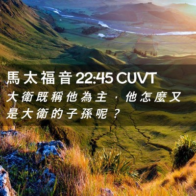 Picture 02 - 馬 太 福 音 22:45 CUVT - 大 衛 既 稱 他 為 主 ， 他 怎 麼 又 - Bible Verse Picture