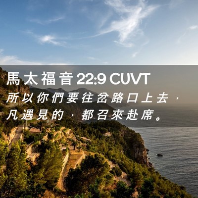 Picture 02 - 馬 太 福 音 22:9 CUVT - 所 以 你 們 要 往 岔 路 口 上 去 ， - Bible Verse Picture