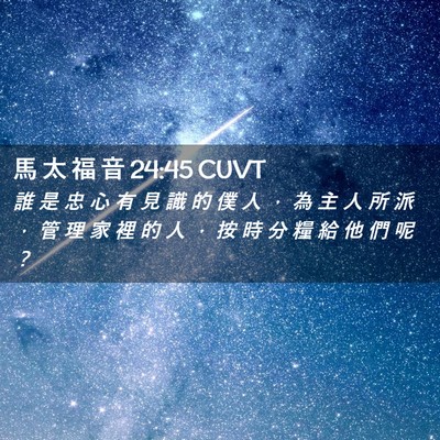 Picture 02 - 馬 太 福 音 24:45 CUVT - 誰 是 忠 心 有 見 識 的 僕 人 ， 為 - Bible Verse Picture