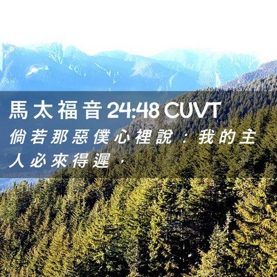 Picture 02 - 馬 太 福 音 24:48 CUVT - 倘 若 那 惡 僕 心 裡 說 ： 我 的 主 - Bible Verse Picture