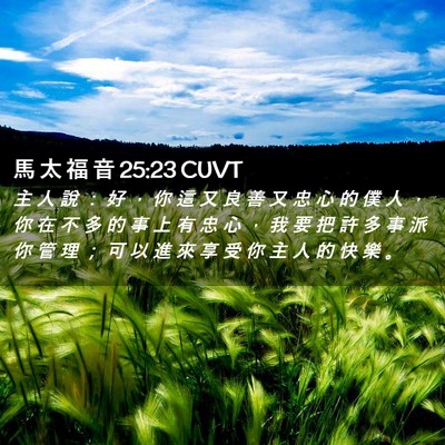 Picture 02 - 馬 太 福 音 25:23 CUVT - 主 人 說 ： 好 ， 你 這 又 良 善 又 - Bible Verse Picture