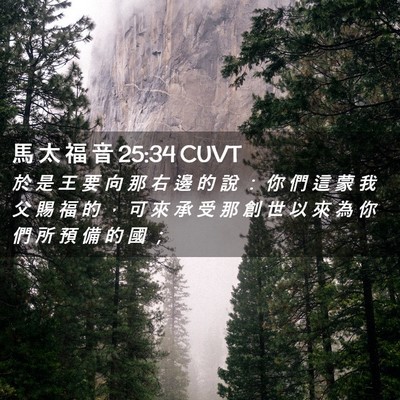 Picture 02 - 馬 太 福 音 25:34 CUVT - 於 是 王 要 向 那 右 邊 的 說 ： 你 - Bible Verse Picture