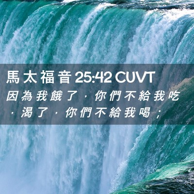 Picture 02 - 馬 太 福 音 25:42 CUVT - 因 為 我 餓 了 ， 你 們 不 給 我 吃 - Bible Verse Picture