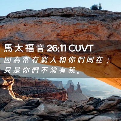 Picture 02 - 馬 太 福 音 26:11 CUVT - 因 為 常 有 窮 人 和 你 們 同 在 ； - Bible Verse Picture