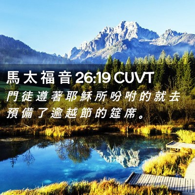 Picture 02 - 馬 太 福 音 26:19 CUVT - 門 徒 遵 著 耶 穌 所 吩 咐 的 就 去 - Bible Verse Picture