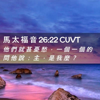 Picture 02 - 馬 太 福 音 26:22 CUVT - 他 們 就 甚 憂 愁 ， 一 個 一 個 的 - Bible Verse Picture