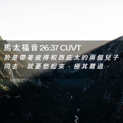 Picture 02 - 馬 太 福 音 26:37 CUVT - 於 是 帶 著 彼 得 和 西 庇 太 的 兩 - Bible Verse Picture