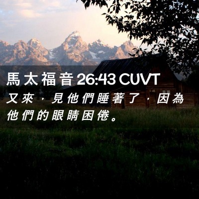 Picture 02 - 馬 太 福 音 26:43 CUVT - 又 來 ， 見 他 們 睡 著 了 ， 因 為 - Bible Verse Picture