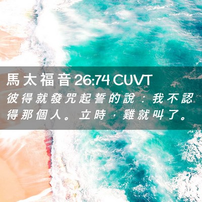 Picture 02 - 馬 太 福 音 26:74 CUVT - 彼 得 就 發 咒 起 誓 的 說 ： 我 不 - Bible Verse Picture