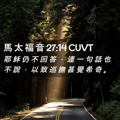 Picture 02 - 馬 太 福 音 27:14 CUVT - 耶 穌 仍 不 回 答 ， 連 一 句 話 也 - Bible Verse Picture