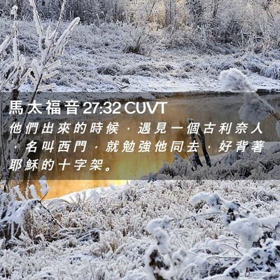 Picture 02 - 馬 太 福 音 27:32 CUVT - 他 們 出 來 的 時 候 ， 遇 見 一 個 - Bible Verse Picture