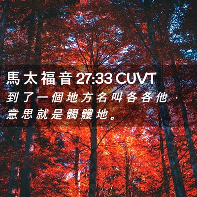 Picture 02 - 馬 太 福 音 27:33 CUVT - 到 了 一 個 地 方 名 叫 各 各 他 ， - Bible Verse Picture