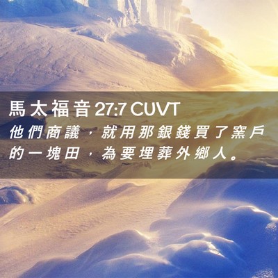 Picture 02 - 馬 太 福 音 27:7 CUVT - 他 們 商 議 ， 就 用 那 銀 錢 買 了 - Bible Verse Picture