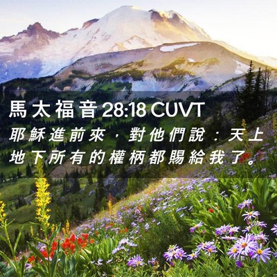 Picture 02 - 馬 太 福 音 28:18 CUVT - 耶 穌 進 前 來 ， 對 他 們 說 ： 天 - Bible Verse Picture