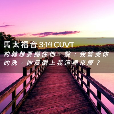 Picture 02 - 馬 太 福 音 3:14 CUVT - 約 翰 想 要 攔 住 他 ， 說 ： 我 當 - Bible Verse Picture