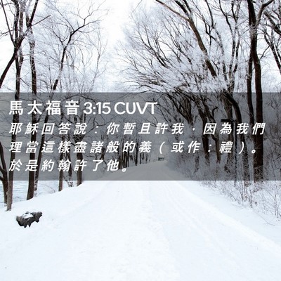 Picture 02 - 馬 太 福 音 3:15 CUVT - 耶 穌 回 答 說 ： 你 暫 且 許 我 ， - Bible Verse Picture
