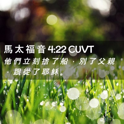 Picture 02 - 馬 太 福 音 4:22 CUVT - 他 們 立 刻 捨 了 船 ， 別 了 父 親 - Bible Verse Picture