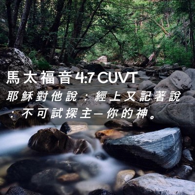 Picture 02 - 馬 太 福 音 4:7 CUVT - 耶 穌 對 他 說 ： 經 上 又 記 著 說 - Bible Verse Picture