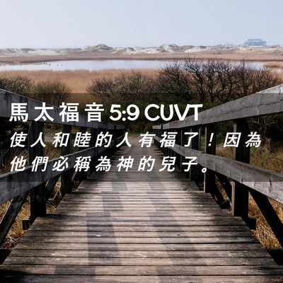 Picture 02 - 馬 太 福 音 5:9 CUVT - 使 人 和 睦 的 人 有 福 了 ！ 因 為 - Bible Verse Picture