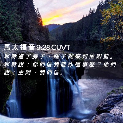 Picture 02 - 馬 太 福 音 9:28 CUVT - 耶 穌 進 了 房 子 ， 瞎 子 就 來 到 - Bible Verse Picture