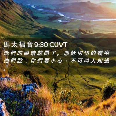 Picture 02 - 馬 太 福 音 9:30 CUVT - 他 們 的 眼 睛 就 開 了 。 耶 穌 切 - Bible Verse Picture