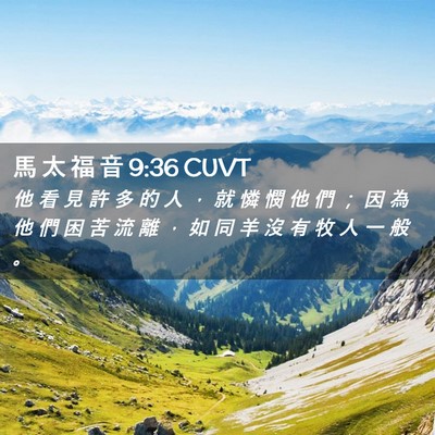 Picture 02 - 馬 太 福 音 9:36 CUVT - 他 看 見 許 多 的 人 ， 就 憐 憫 他 - Bible Verse Picture