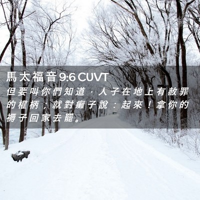 Picture 02 - 馬 太 福 音 9:6 CUVT - 但 要 叫 你 們 知 道 ， 人 子 在 地 - Bible Verse Picture