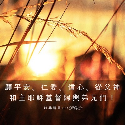 Picture 03 - 以 弗 所 書 6:23 CUVT - 願 平 安 、 仁 愛 、 信 心 、 從 父 - Bible Verse Picture