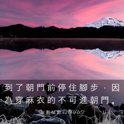 Picture 03 - 以 斯 帖 記 4:2 CUVT - 到 了 朝 門 前 停 住 腳 步 ， 因 為 - Bible Verse Picture