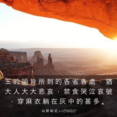 Picture 03 - 以 斯 帖 記 4:3 CUVT - 王 的 諭 旨 所 到 的 各 省 各 處 ， - Bible Verse Picture